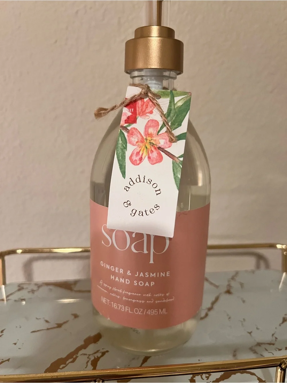 Cost Plus World Market Ginger & Jasmine Hand Soap — Pink and Gold